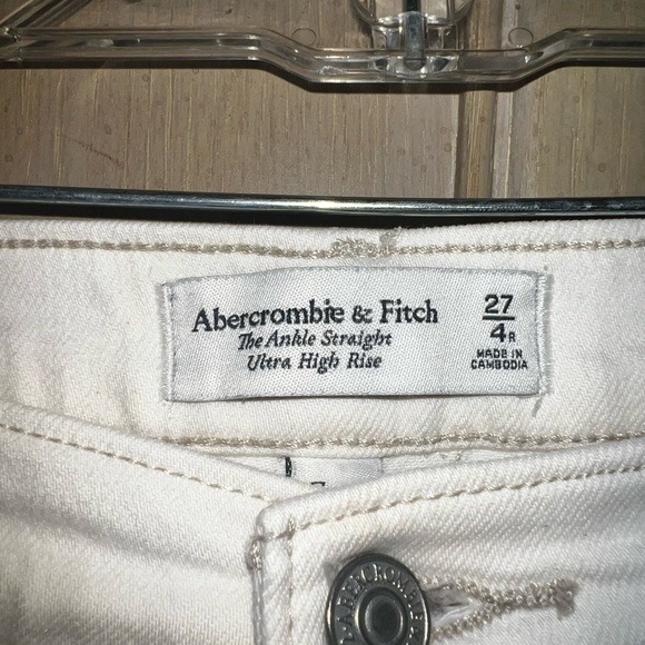 Abercrombie The Ankle Straight Ultra High Jeans, Curve Love, Cream, Size 27 - Picture 6 of 8